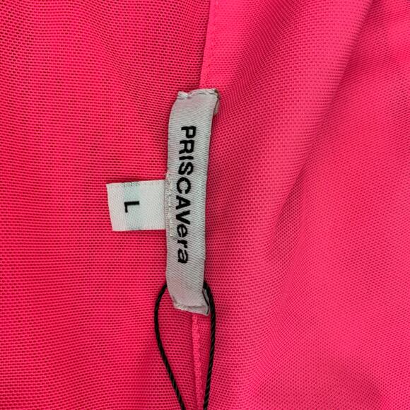 PRISCAVera Size L Pink Nylon See Through Button Up Shirt - Picture 5 of 5